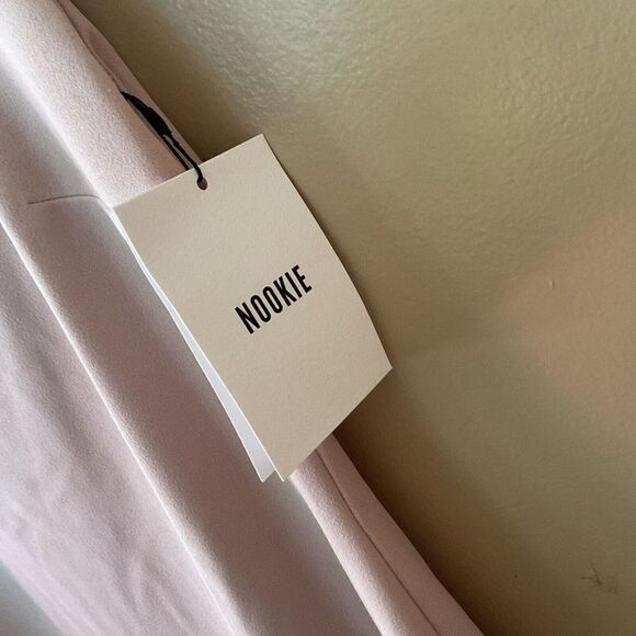 Nookie Sz L Rendezvous Nude Pink Midi Dress body con Stretch NWT $239 Revolve - Picture 7 of 12